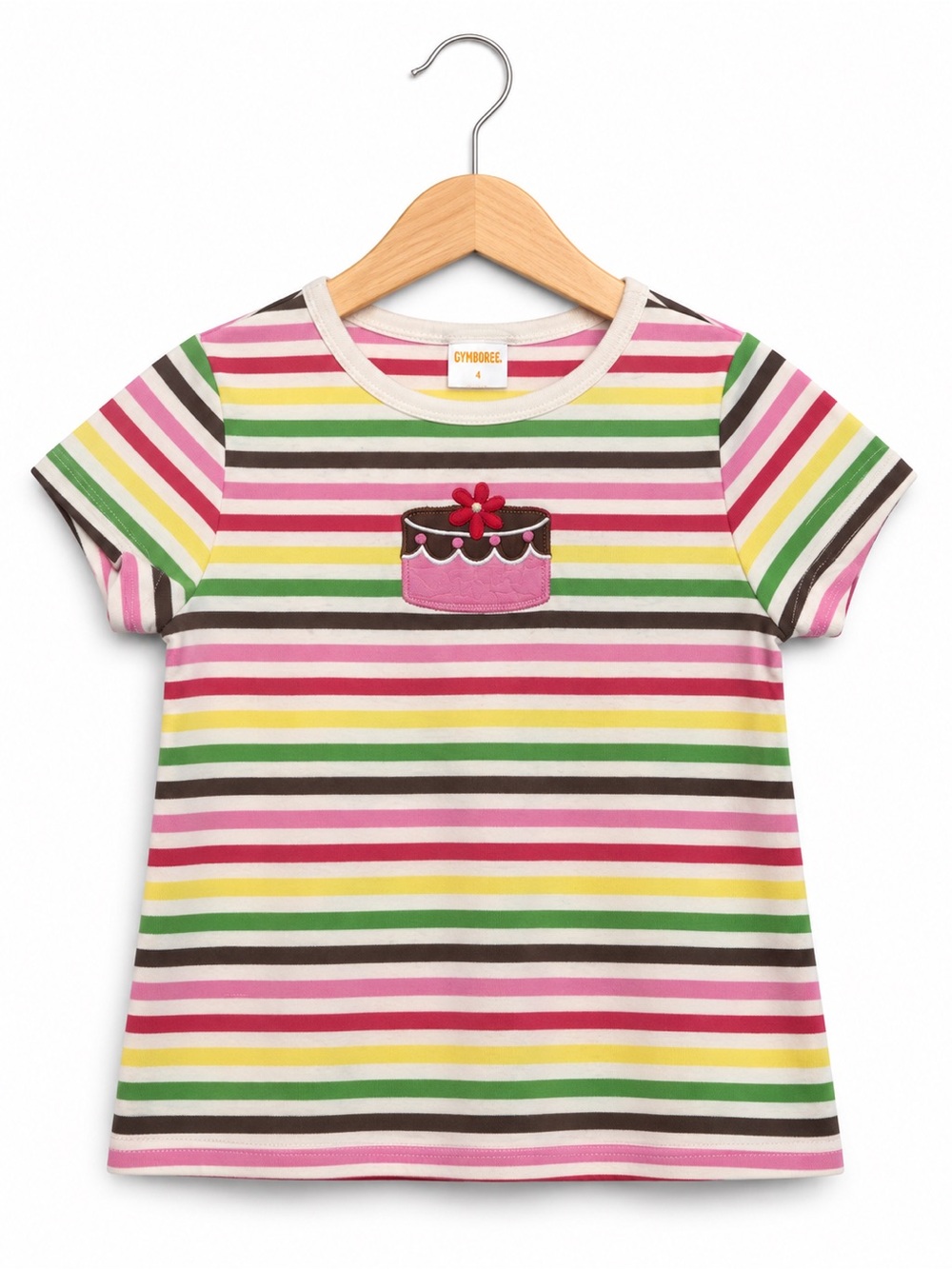 Gymboree 2008 Cupcake Applique Striped Shirt Girls Size 4 Vintage Sequins
